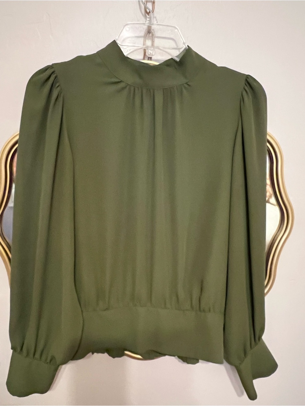 Ann Taylor Factory Olive Green Mock Neck Blouse
